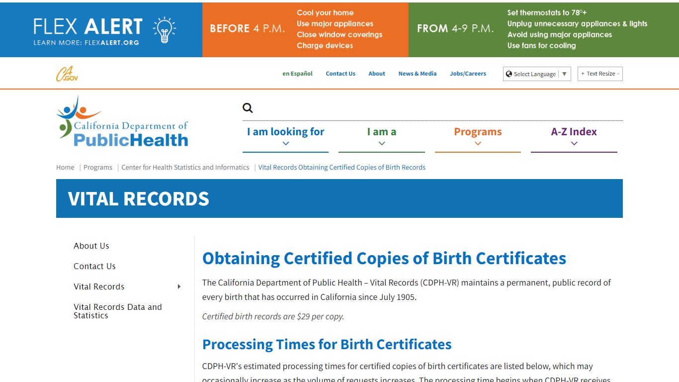 Vital Records Obtaining Certified Copies of Birth Records - California